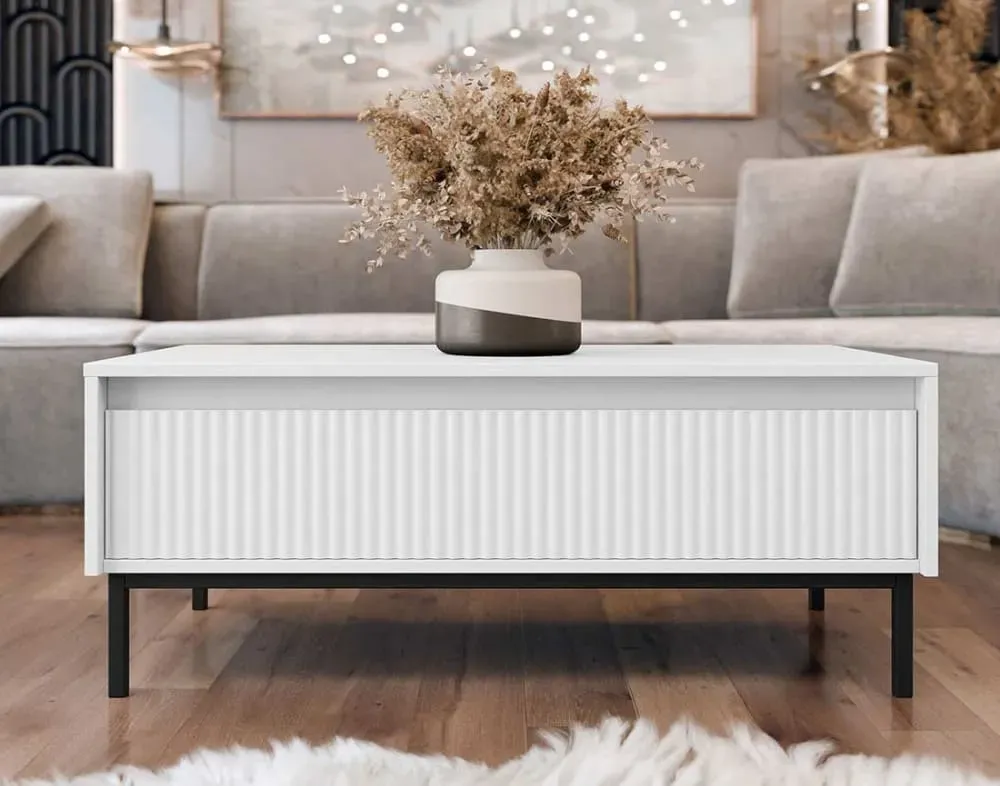 Illustration numéro 2 du produit Table basse 1 tiroir L100cm blanc