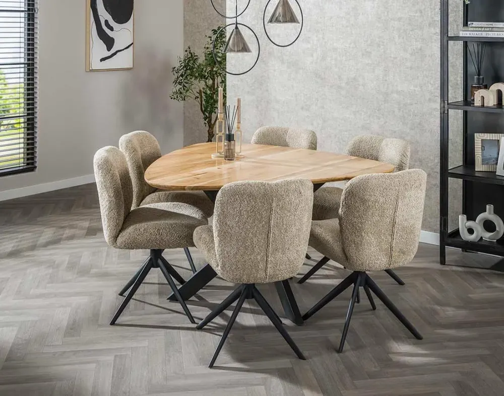 Illustration numéro 2 du produit Table à manger en bois massif d'acacia et métal 6 personnes D135