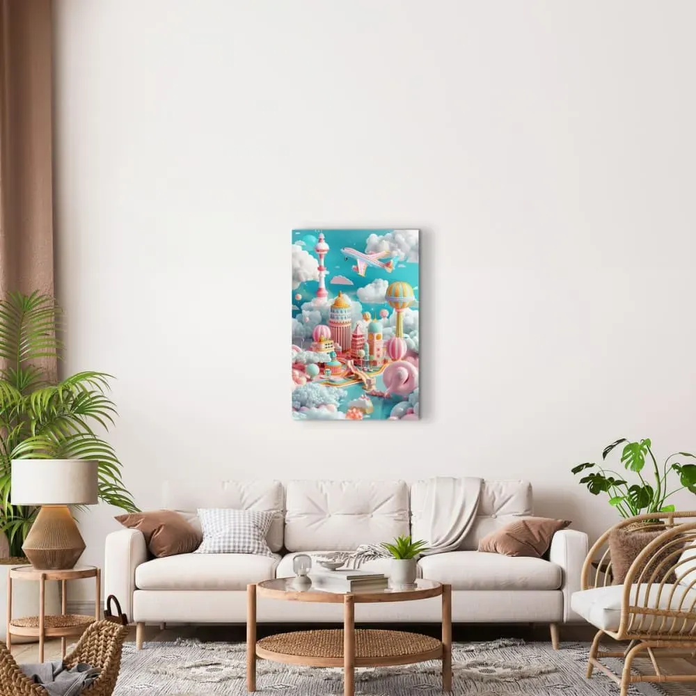 Illustration numéro 2 du produit Tableau sur toile scène onirique aéro-urbaine 45x65