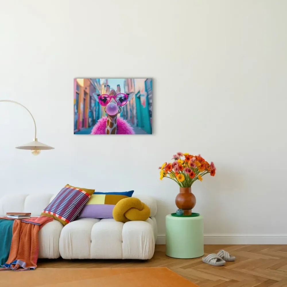 Illustration numéro 2 du produit Tableau sur toile girafe pop art 45x65