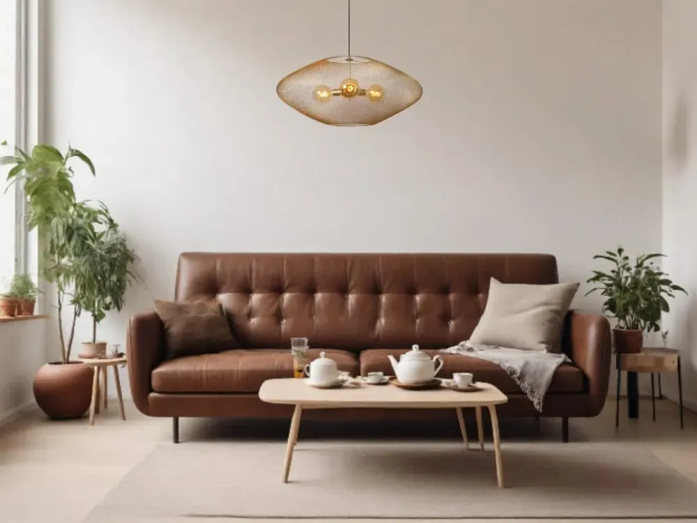 Illustration numéro 2 du produit Suspension métal 3 lumières or mat 85 cm