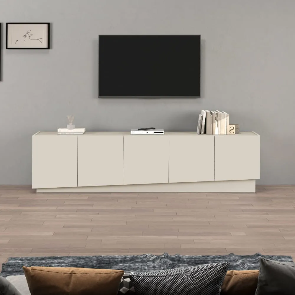 Illustration numéro 2 du produit Meuble tv 5 portes 225 cm effet bois cachemire