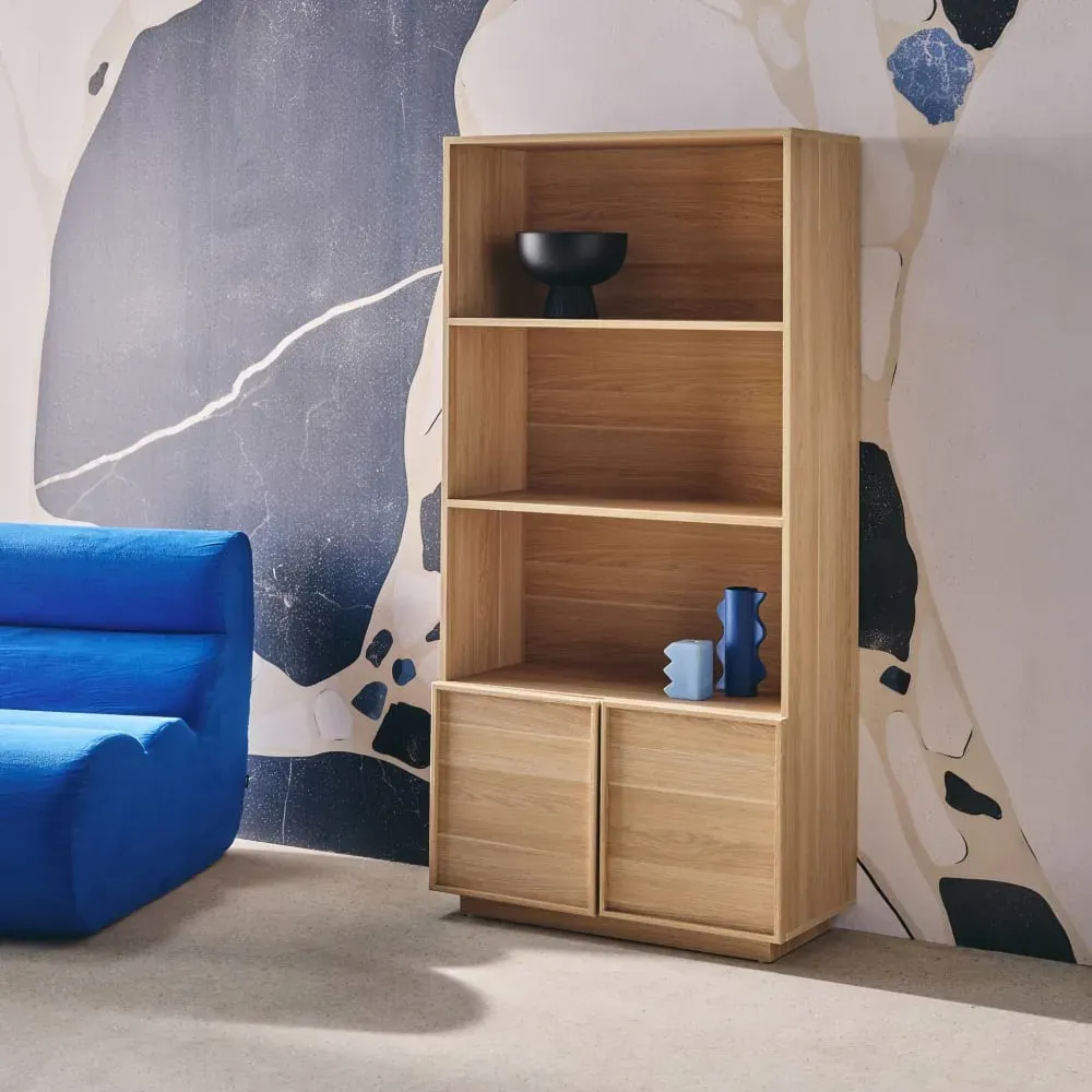 Illustration numéro 2 du produit Etagères bibliothèque effet bois naturel 2 portes 5 niveaux