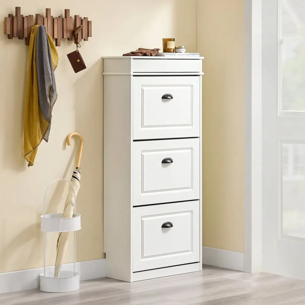 Illustration numéro 2 du produit Meuble chaussure rangement 3 abattants 53x24x118cm effet bois