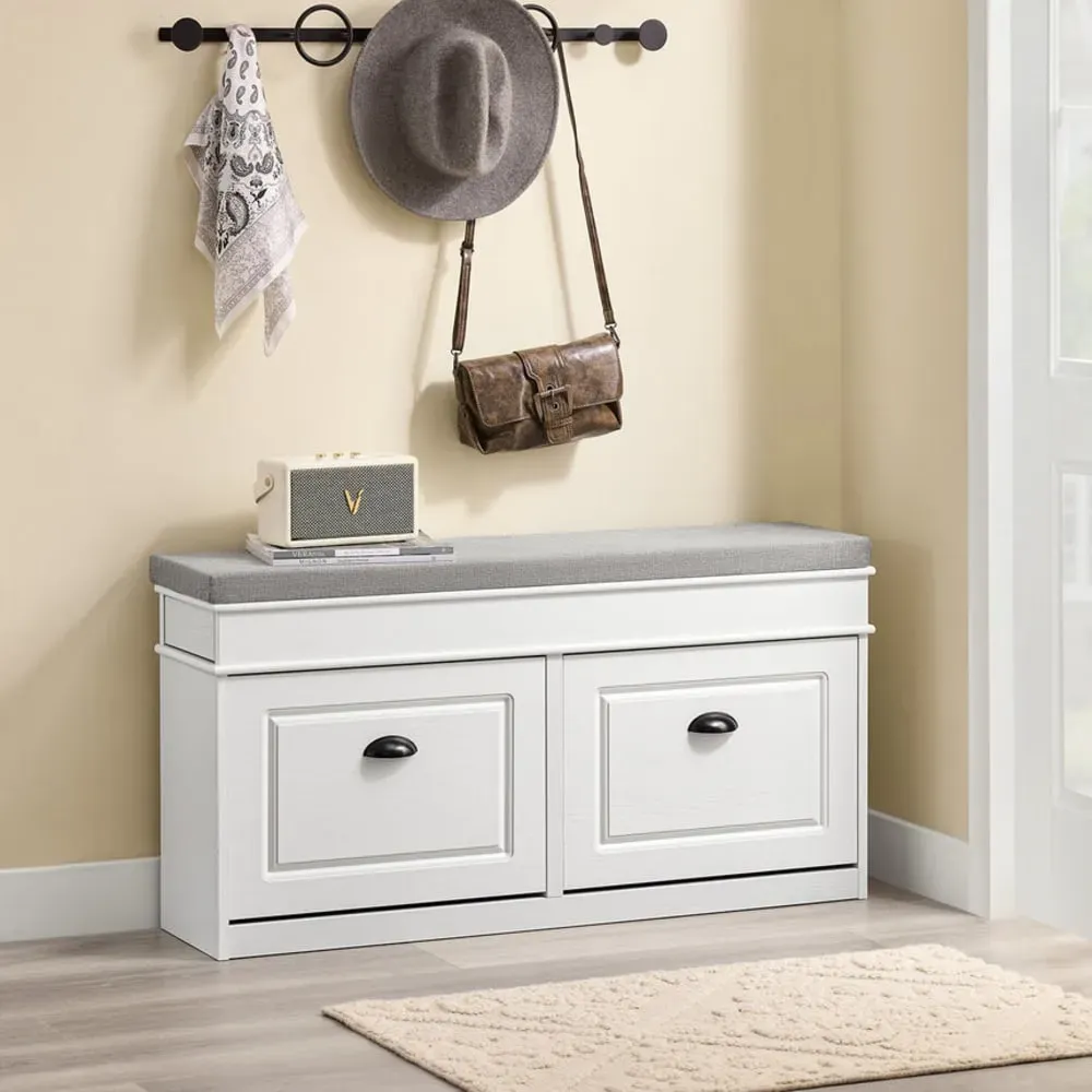 Illustration numéro 2 du produit Meuble chaussure banc d'entrée salon 104x24x51cm effet bois