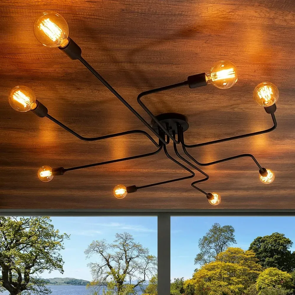 Illustration numéro 2 du produit Plafonnier 8 lampes design circuit industriel