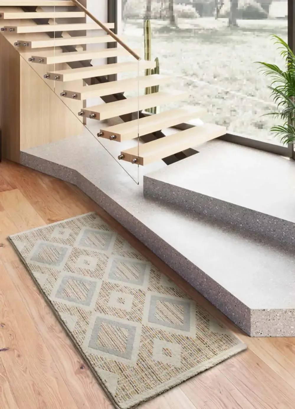 Illustration numéro 2 du produit Tapis de couloir géométrique multicolore / beige 80x200 cm