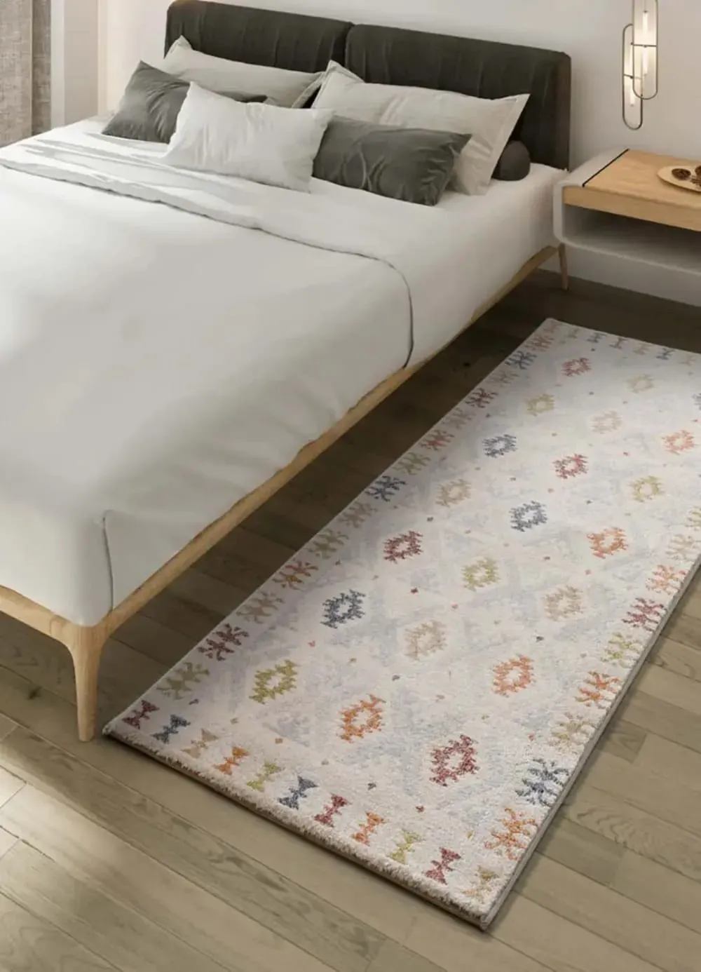 Illustration numéro 2 du produit Tapis de couloir ethnique multicolore / beige 80x200 cm