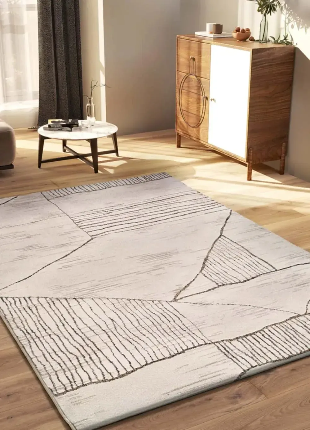 Illustration numéro 2 du produit Tapis ethnique crème / marron 133x190 cm