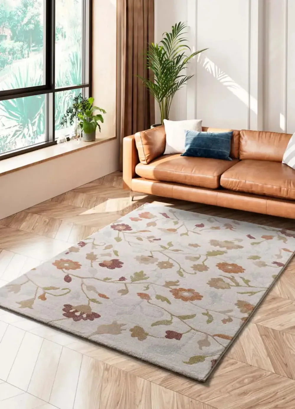 Illustration numéro 2 du produit Tapis motifs floraux multicolore / beige 200x290 cm