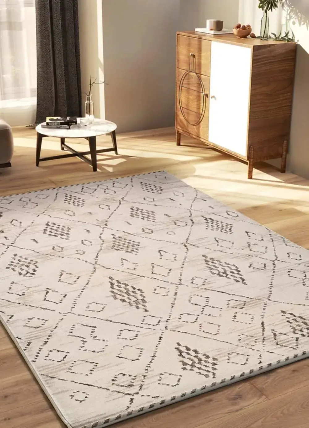 Illustration numéro 2 du produit Tapis ethnique crème / marron 200x285 cm