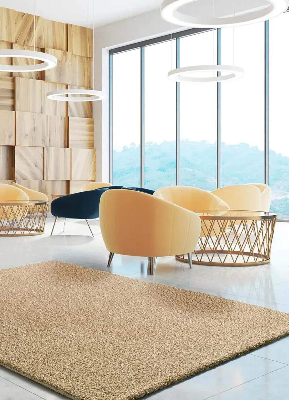 Illustration numéro 2 du produit Tapis descente de lit shaggy uni beige 57x110 cm