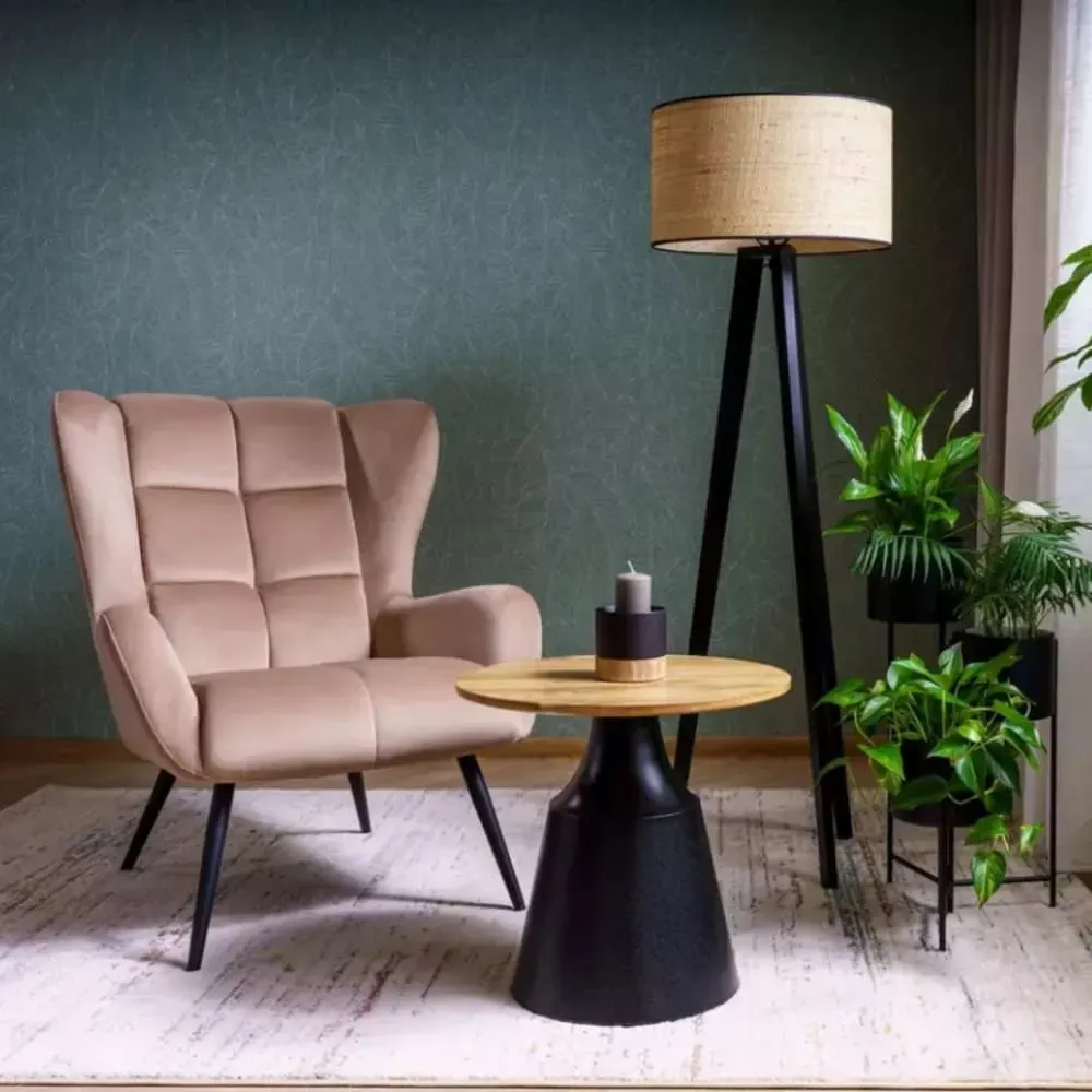 Illustration numéro 2 du produit Deux tables basses rondes avec plateau chêne 70x70x40cm