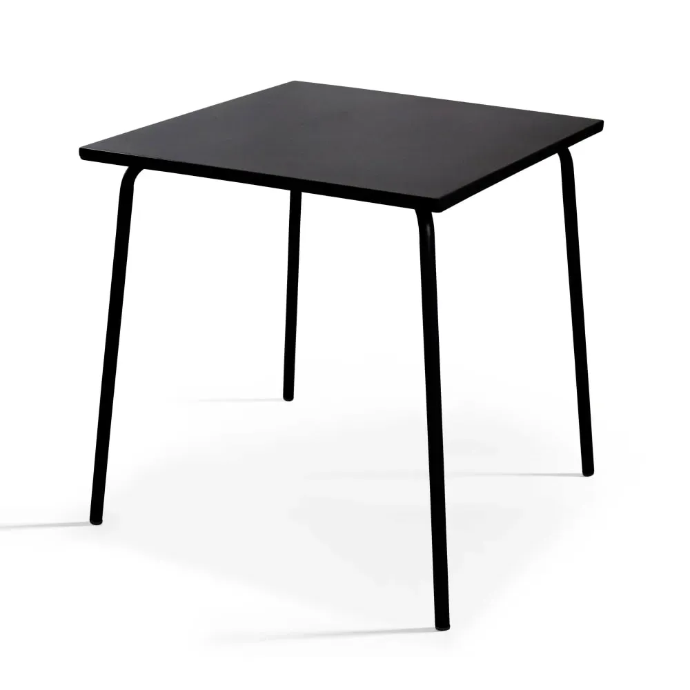 Illustration numéro 2 du produit Ensemble table de jardin carrée et 2 fauteuils acier Noir