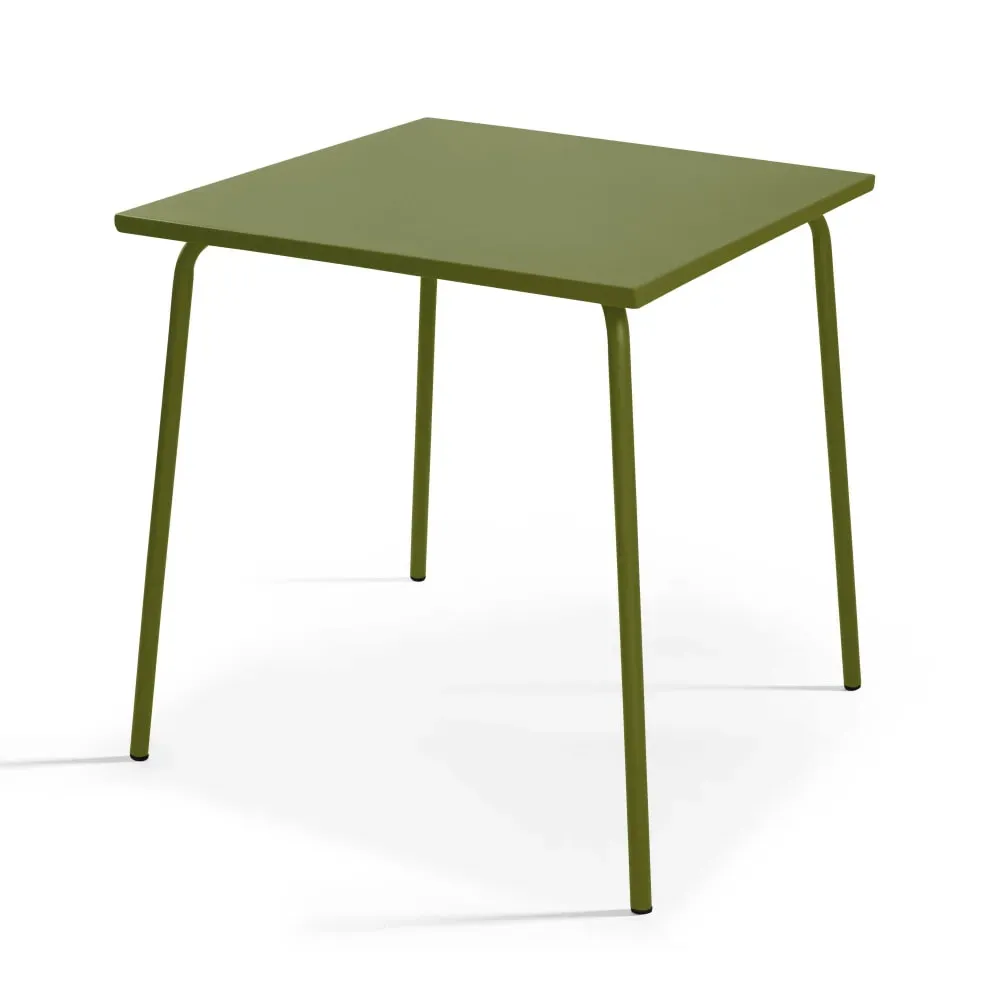 Illustration numéro 2 du produit Ensemble table de jardin carrée et 2 chaises Vert Kaki
