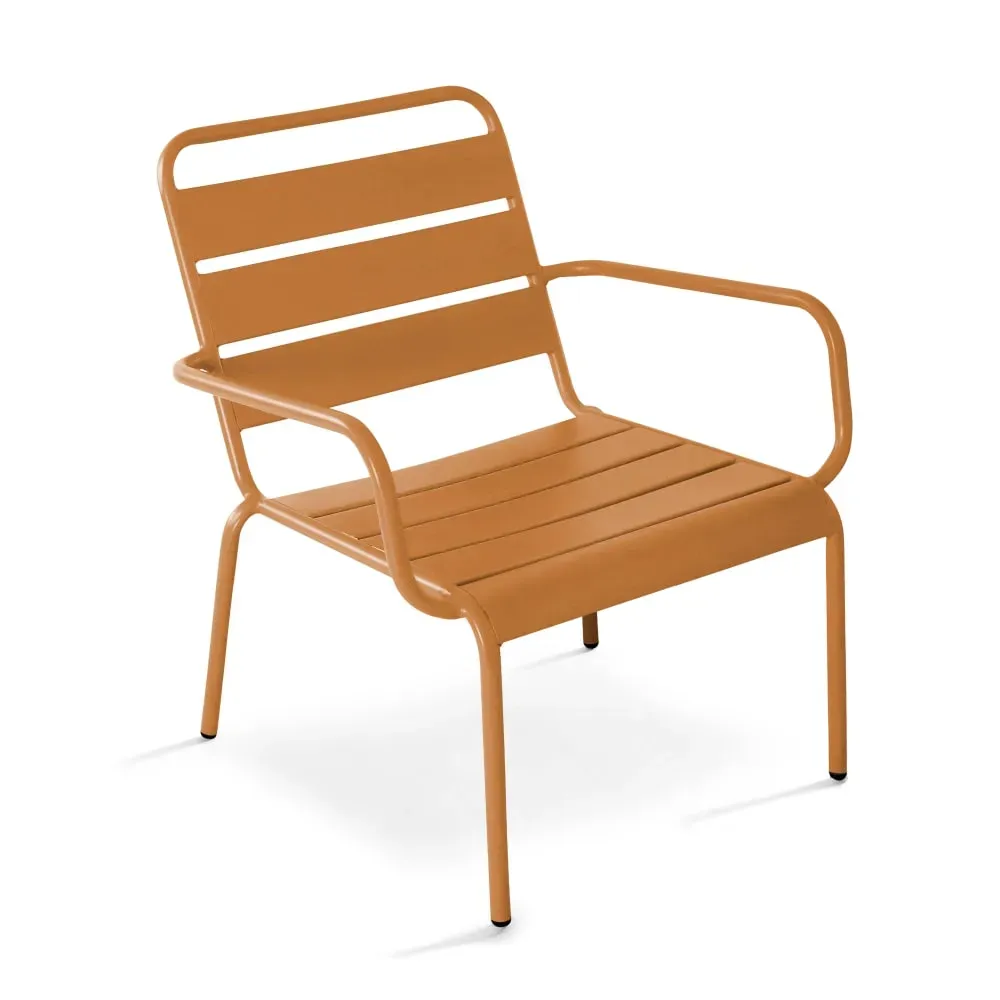 Illustration numéro 2 du produit Lot de 2 fauteuils relax avec repose-pieds en métal Caramel