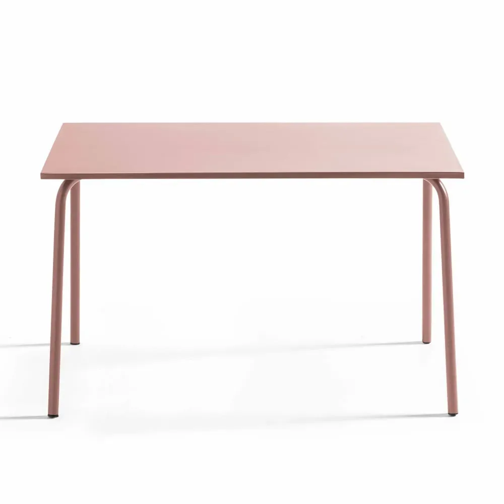 Illustration numéro 2 du produit Table de jardin en acier 120 x 70 cm rose poudré
