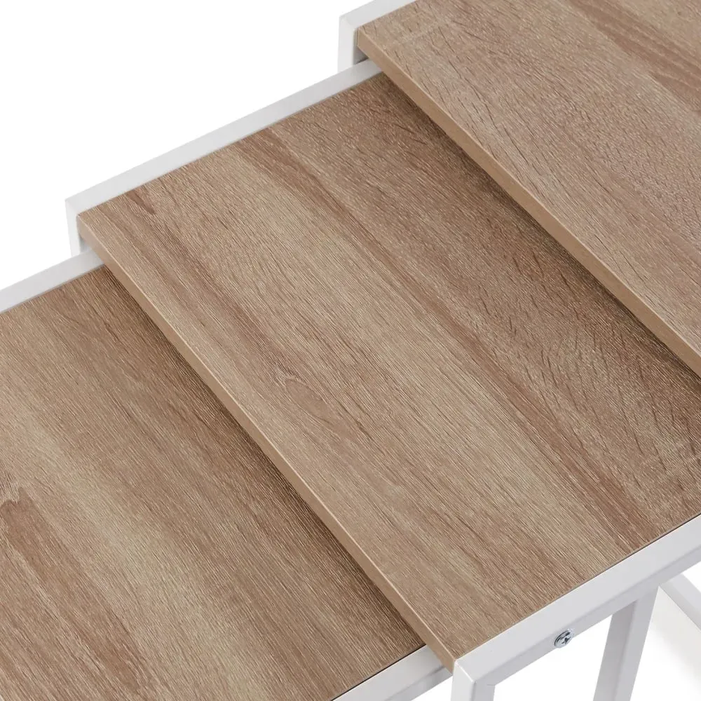 Illustration numéro 2 du produit Table d'appoint (lot de 3) en aggloméré blanc