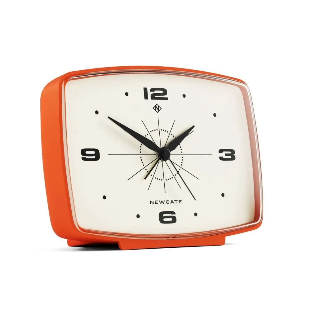 Illustration numéro 2 du produit Réveil rétro rectangulaire en métal orange citrouille 14x5x11cm