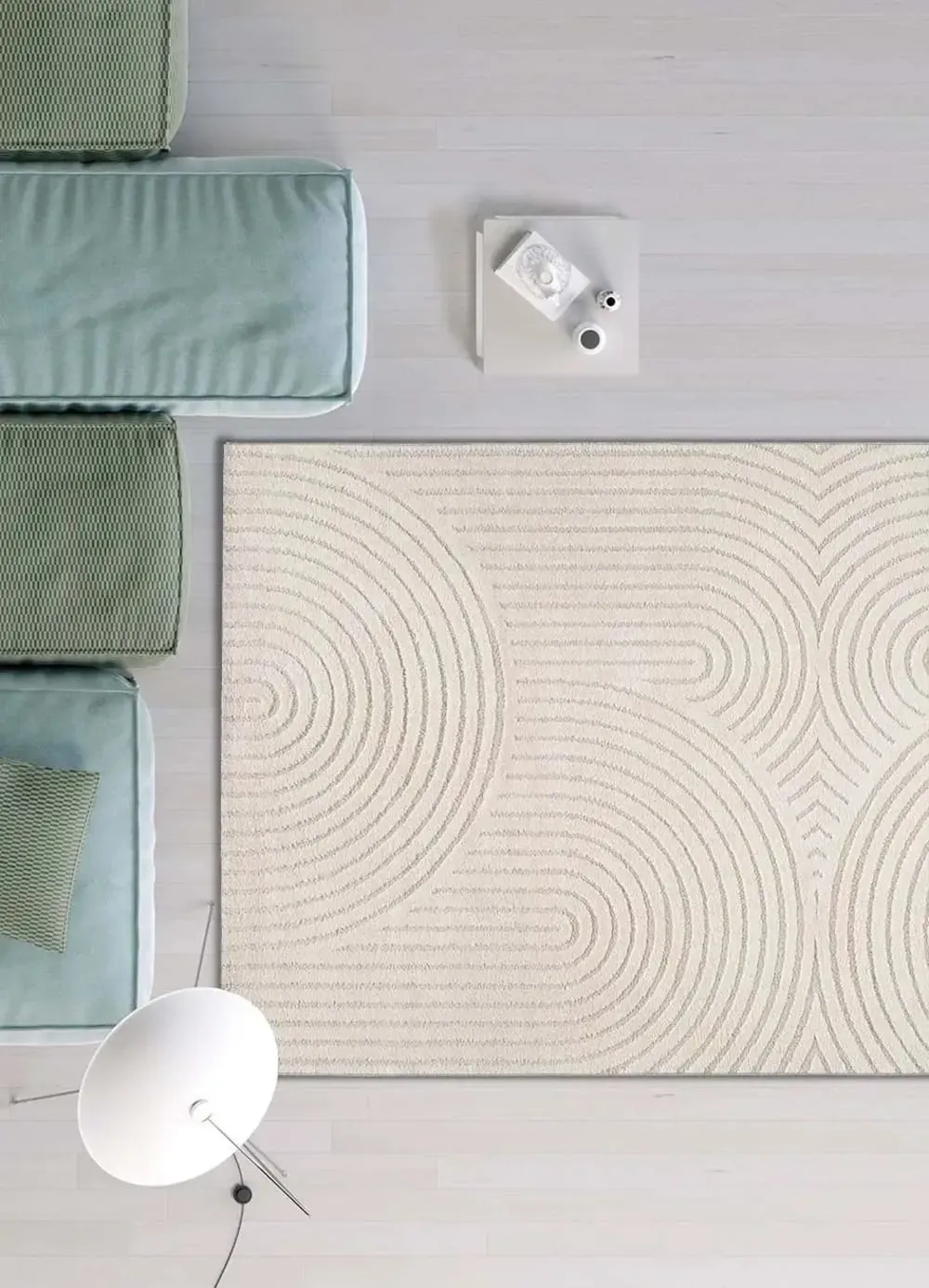 Illustration numéro 2 du produit Tapis à relief scandinave blanc 240x340 cm