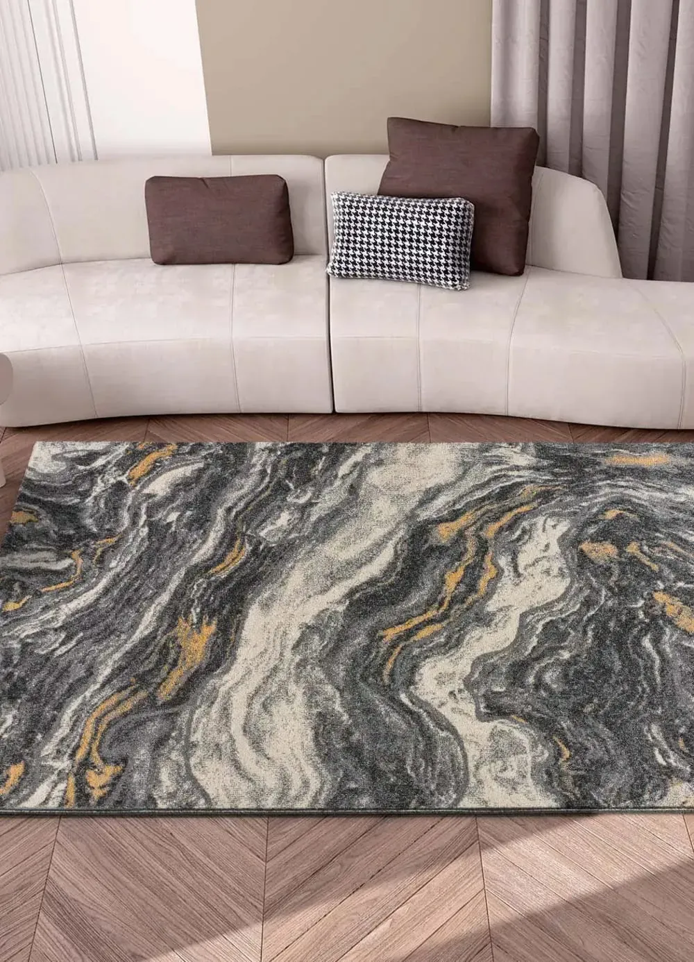 Illustration numéro 2 du produit Tapis effet marbre gris 160x230 cm