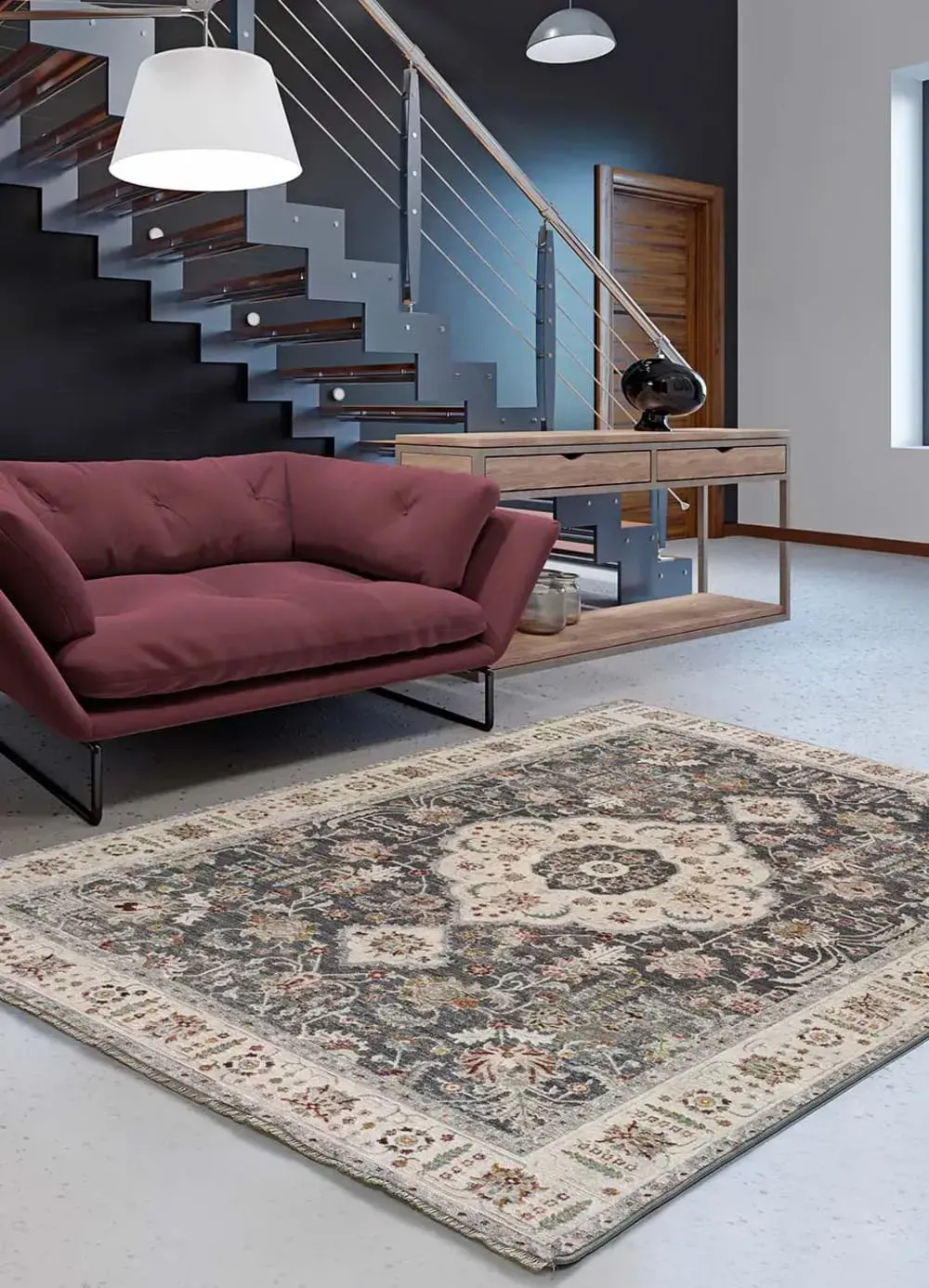 Illustration numéro 2 du produit Tapis vintage gris 120x170 cm