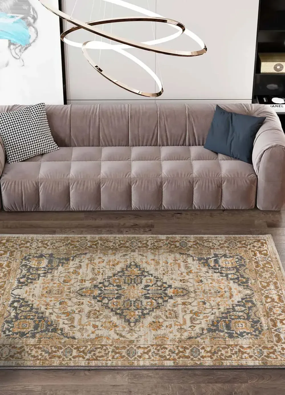 Illustration numéro 2 du produit Tapis vintage beige/gris 133x190 cm