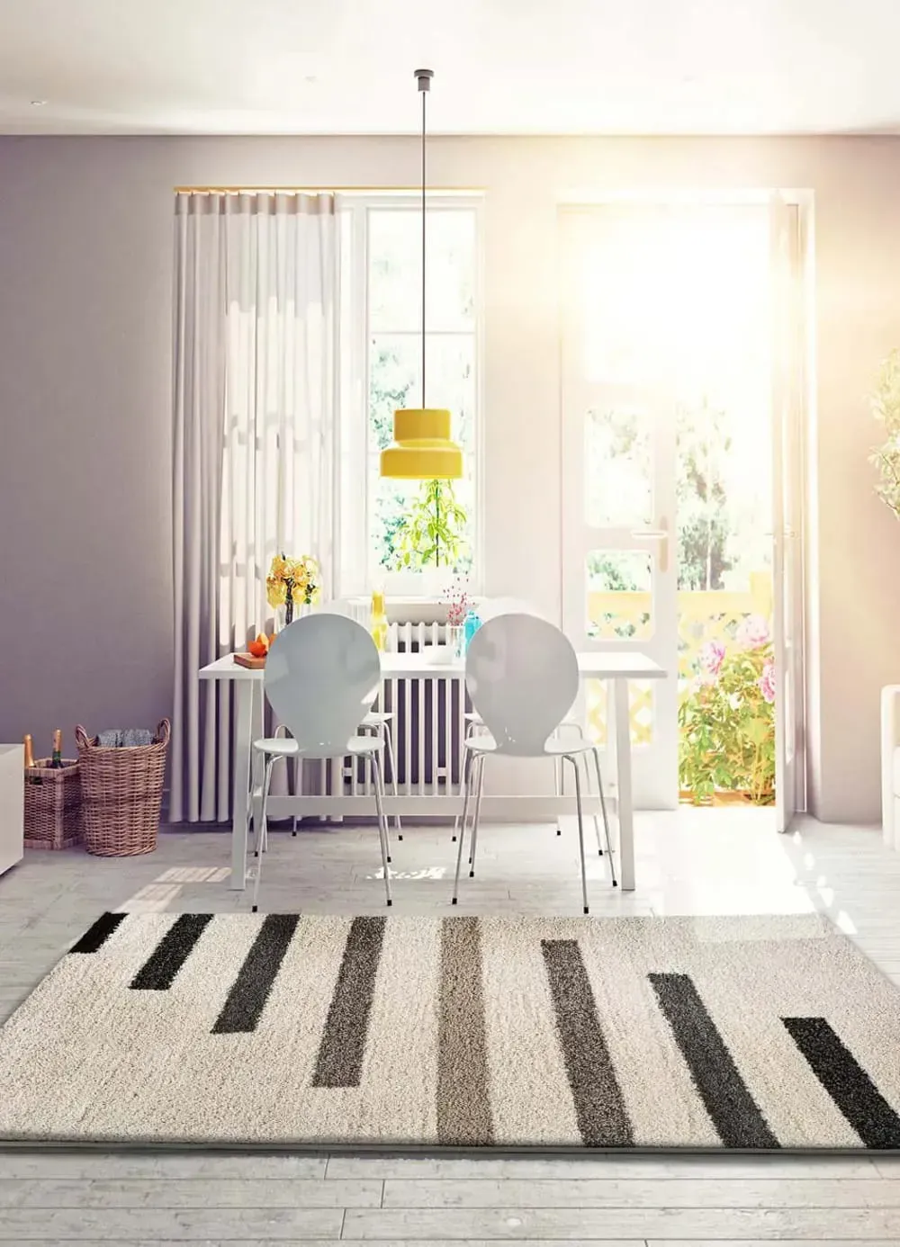 Illustration numéro 2 du produit Tapis shaggy géométrique beige/gris 120x170 cm