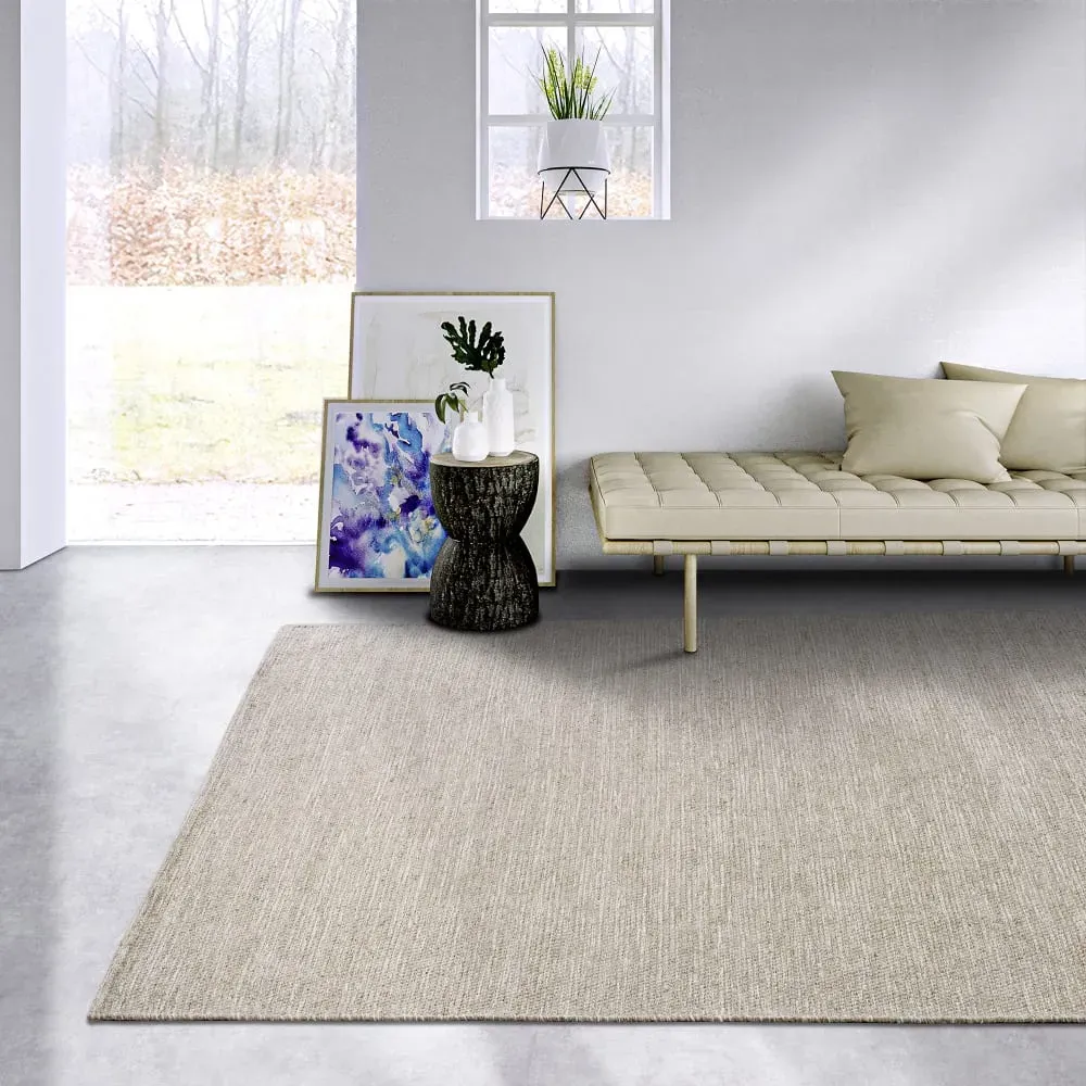 Illustration numéro 2 du produit Tapis uni en Laine Lin Naturel - ELLE Decoration 190x280cm