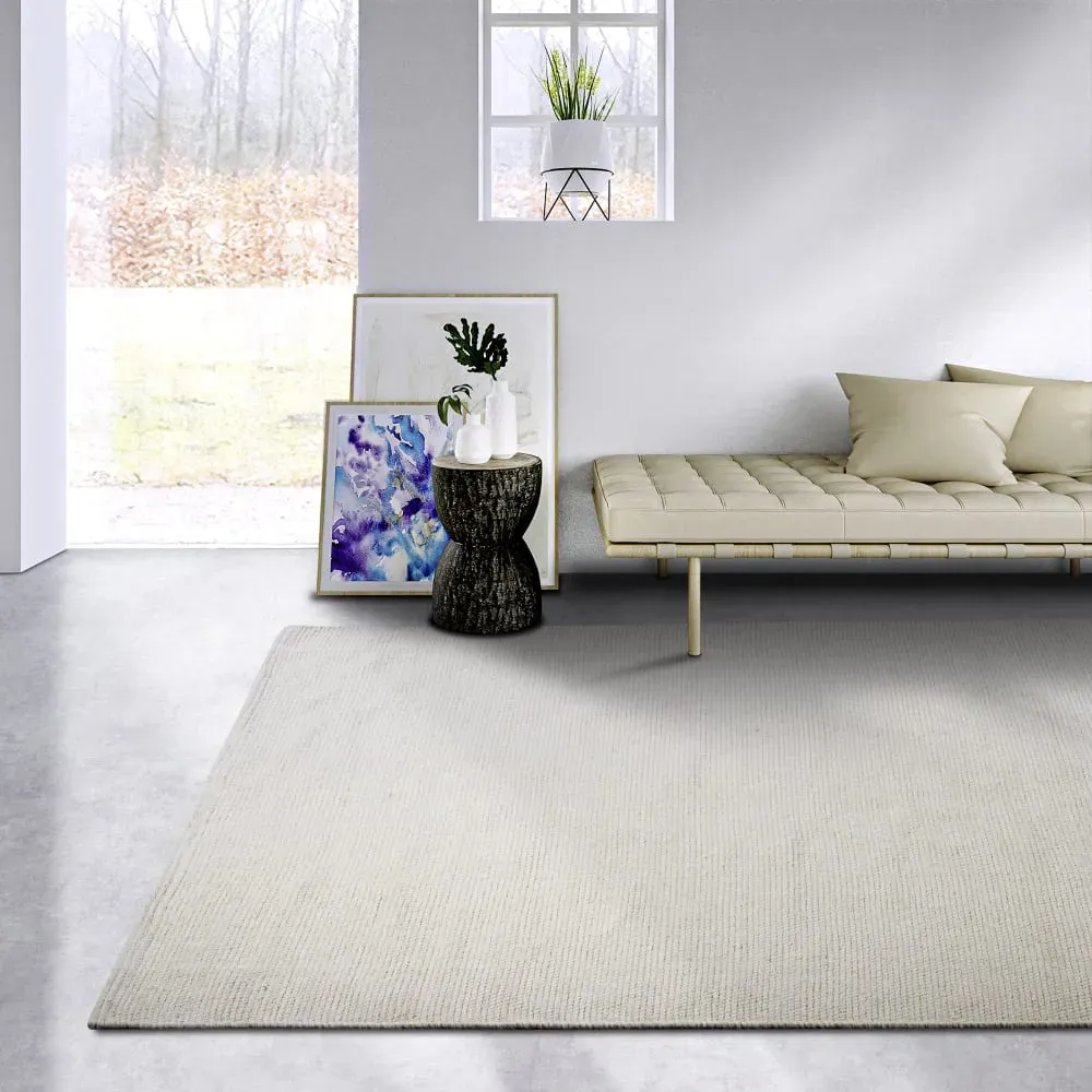 Illustration numéro 2 du produit Tapis en Laine blanc naturel 120x170cm - ELLE Decoration