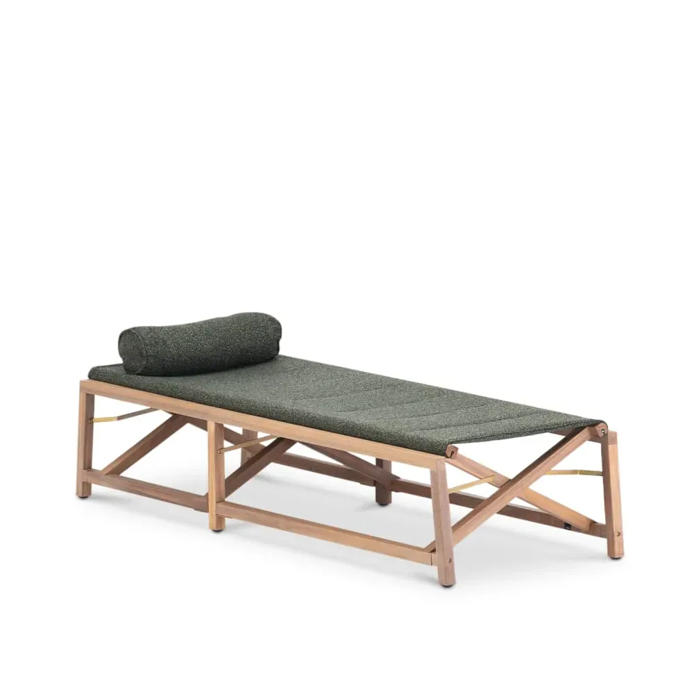 Illustration numéro 2 du produit Set de 2 chaises longues safari et table d'appoint vert