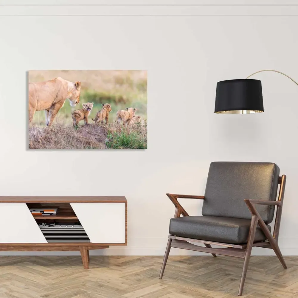 Illustration numéro 2 du produit Tableau animaux let's go mom toile imprimée 120x80 cm