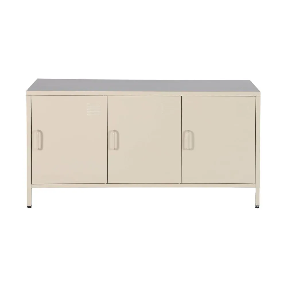 Illustration numéro 2 du produit Meuble tv industriel métal crème 3 portes 120cm