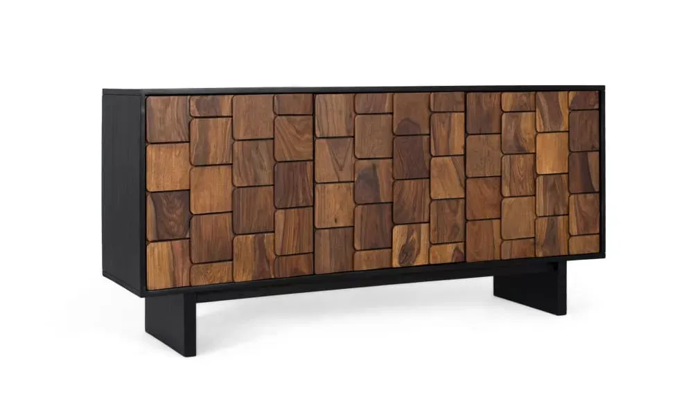 Illustration numéro 2 du produit Buffet en bois de manguier à trois portes 160 cm