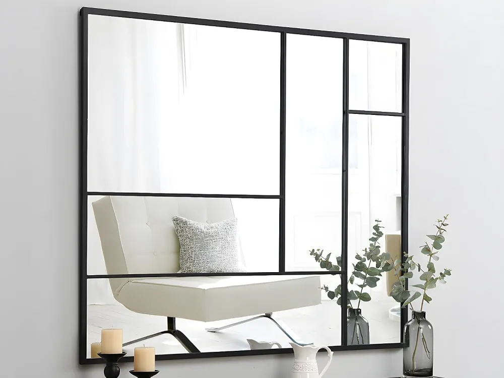 Illustration numéro 2 du produit Miroir mural métal noir