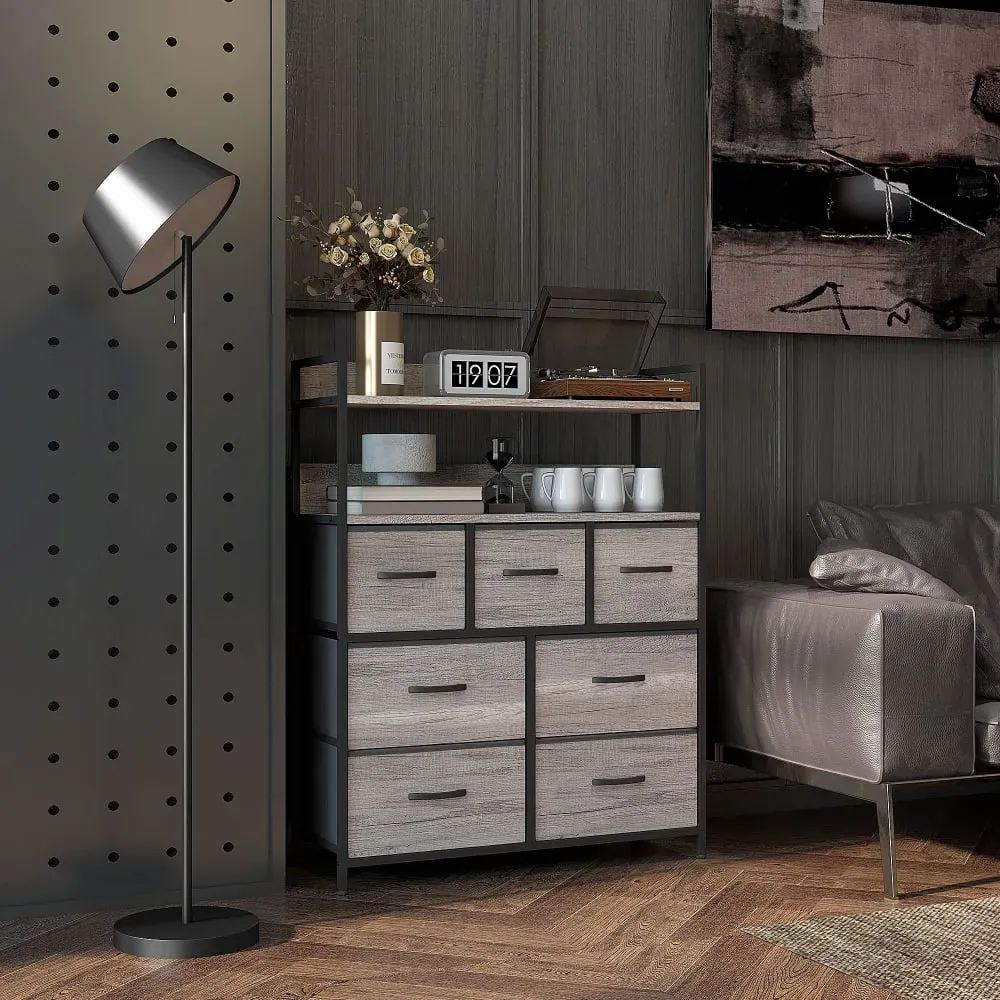 Illustration numéro 2 du produit Commode chambre 7 tiroirs en acier gris