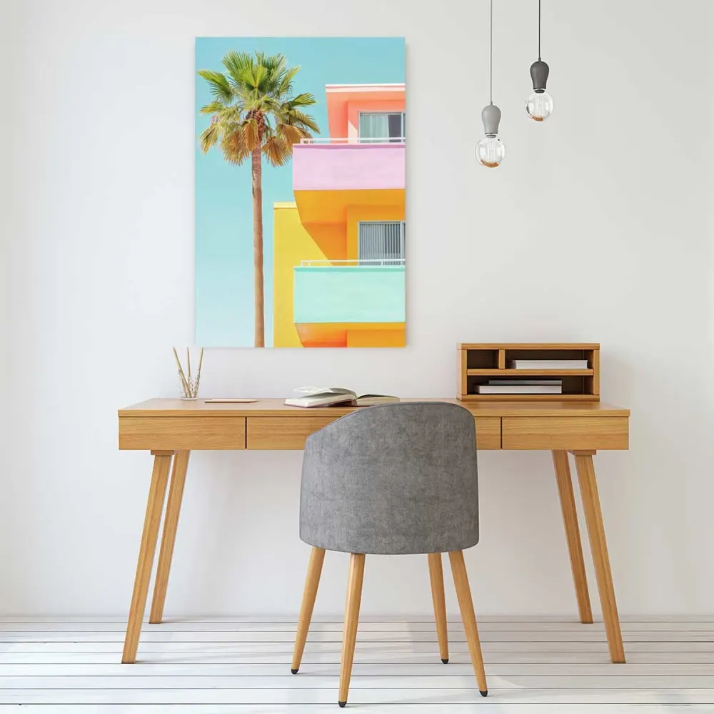 Illustration numéro 2 du produit Tableau architecture venice beach pastel  imprimé sur toile 60x90 cm