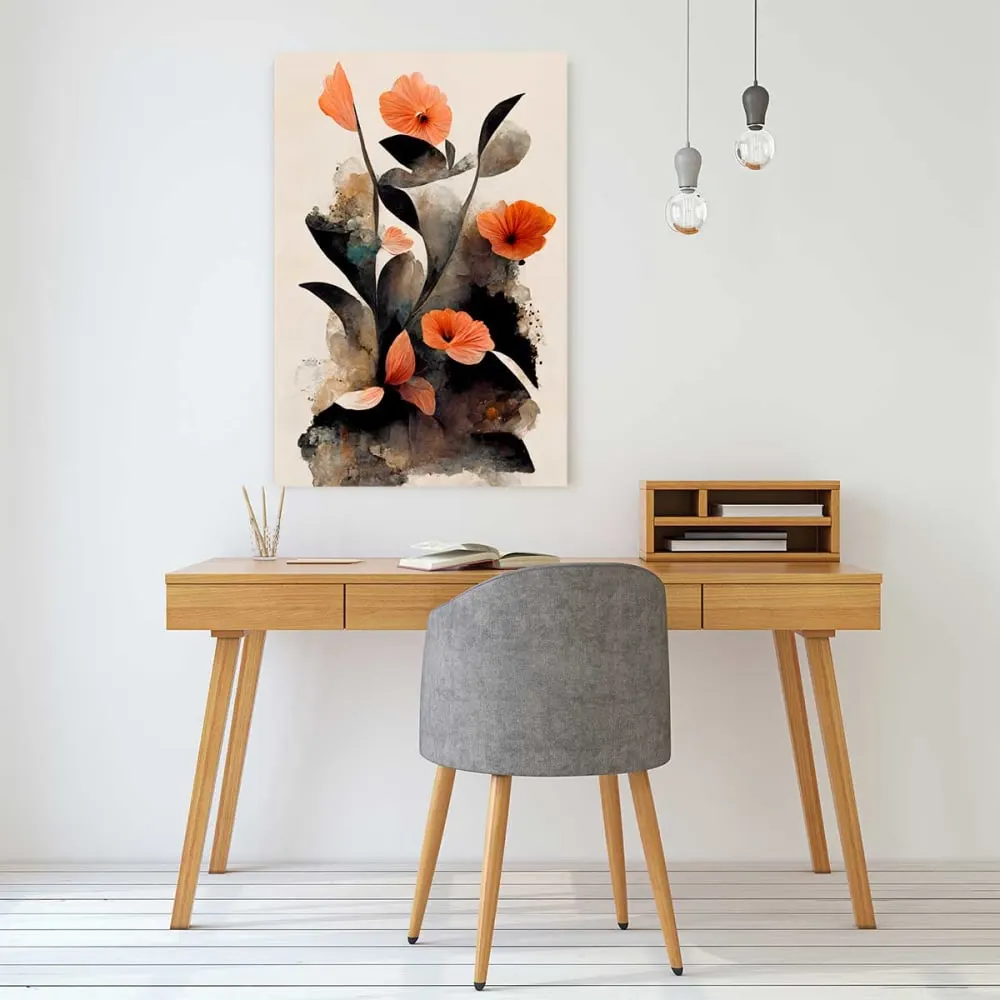 Illustration numéro 2 du produit Tableau nature morte fleur corail  imprimé sur toile 60x90 cm