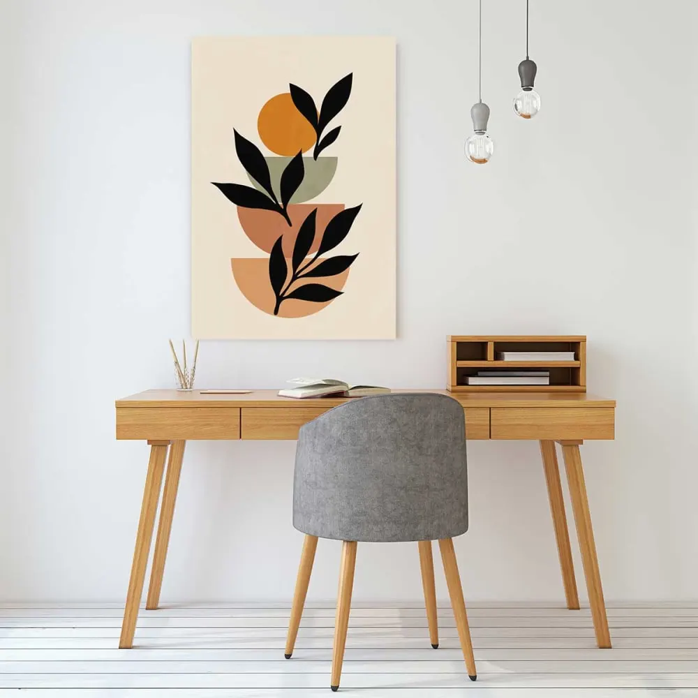 Illustration numéro 2 du produit Tableau contemporain fleurs lierre  imprimé sur toile 60x90 cm