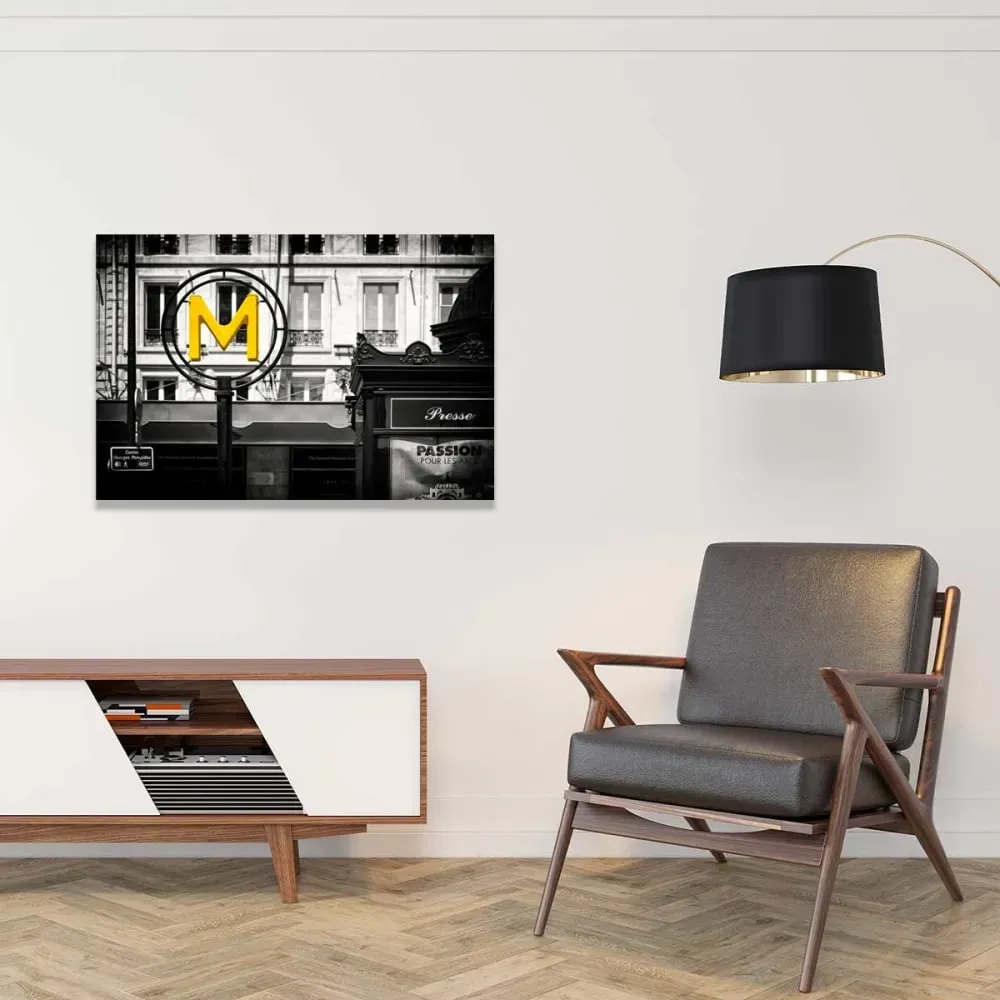 Illustration numéro 2 du produit Tableau paris m comme metro  imprimé sur toile 90x60 cm