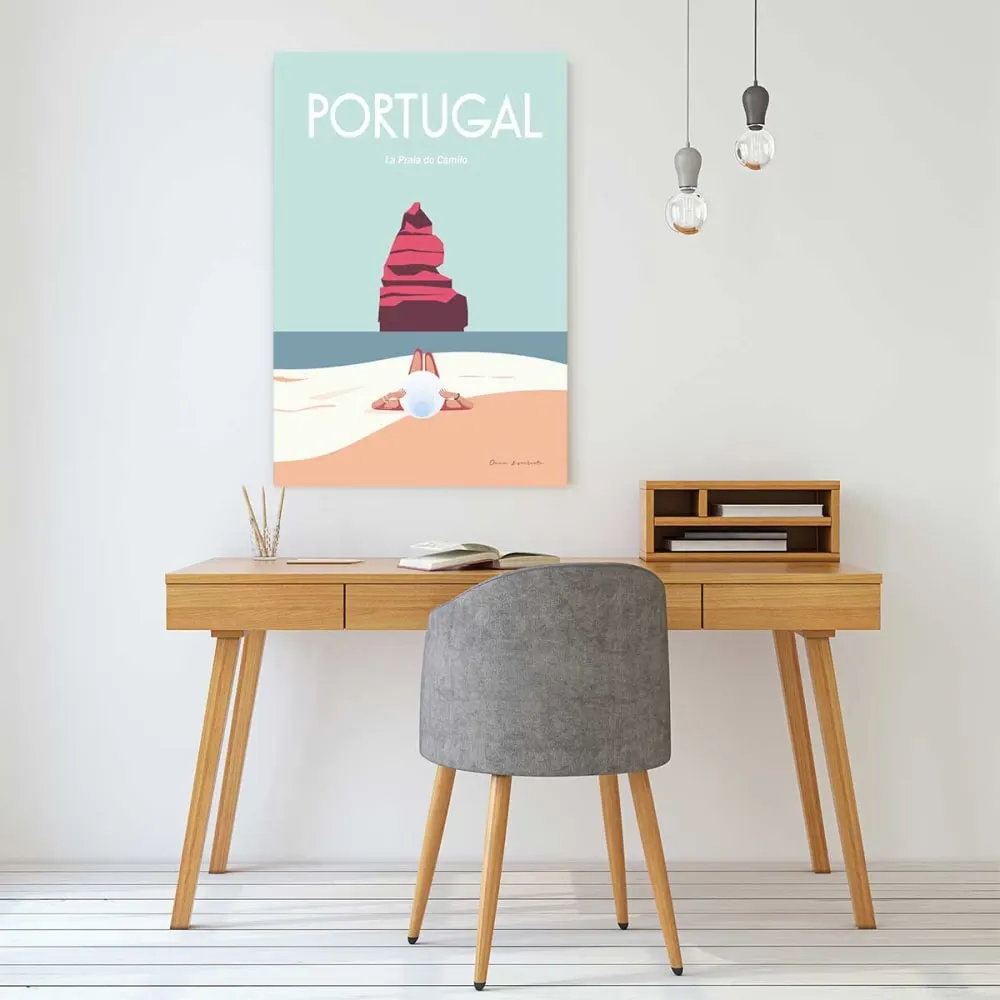Illustration numéro 2 du produit Tableau mer plage au portugal  imprimé sur toile 60x90 cm