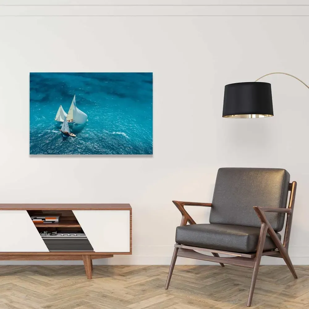 Illustration numéro 2 du produit Tableau mer croisement bleu  imprimé sur toile 90x60 cm