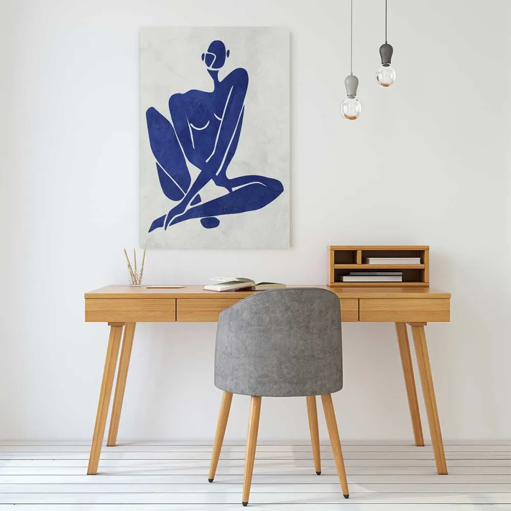 Illustration numéro 2 du produit Tableau organique femme bleue  imprimé sur toile 60x90 cm