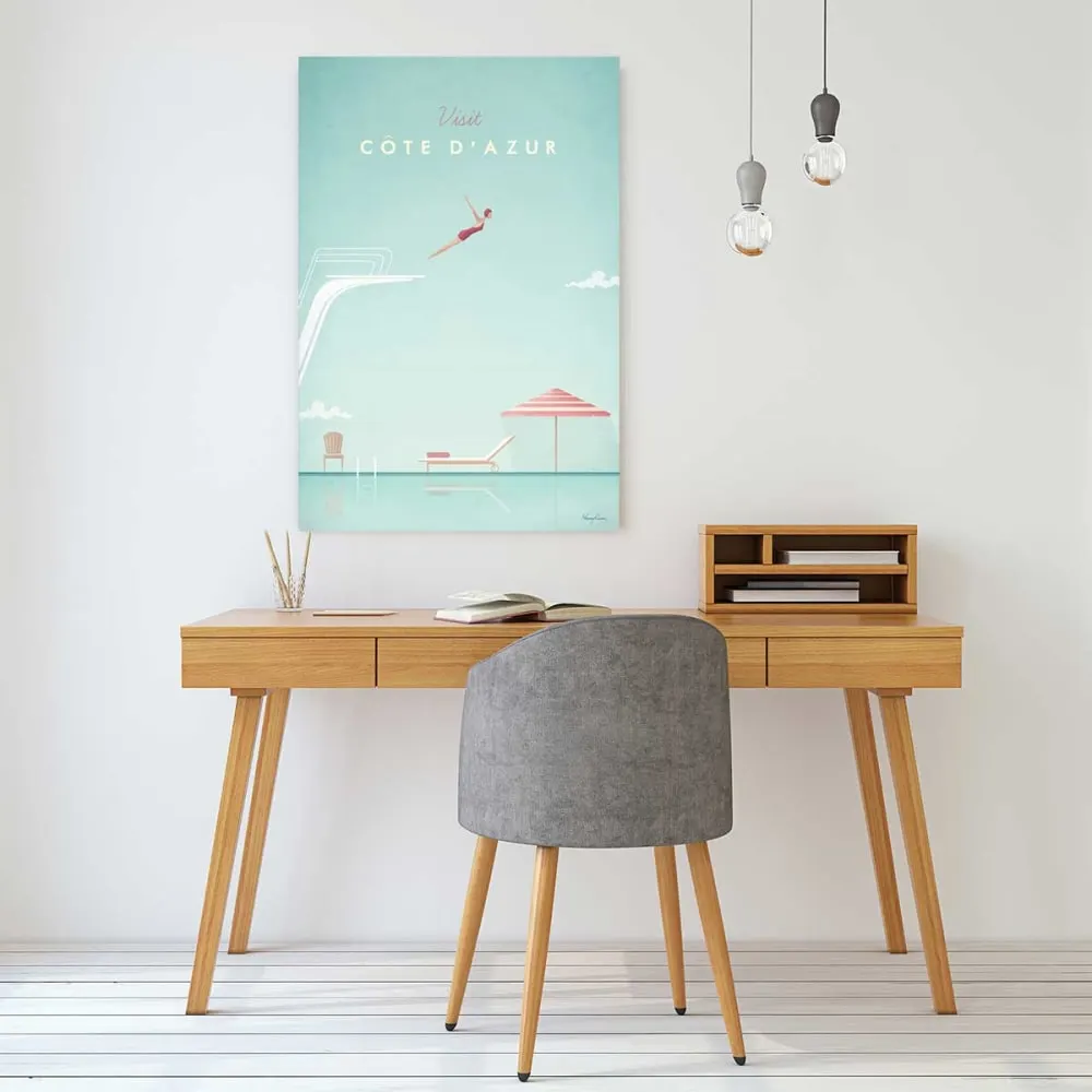 Illustration numéro 2 du produit Tableau paysage cote d'azur vintage  imprimé sur toile 60x90 cm