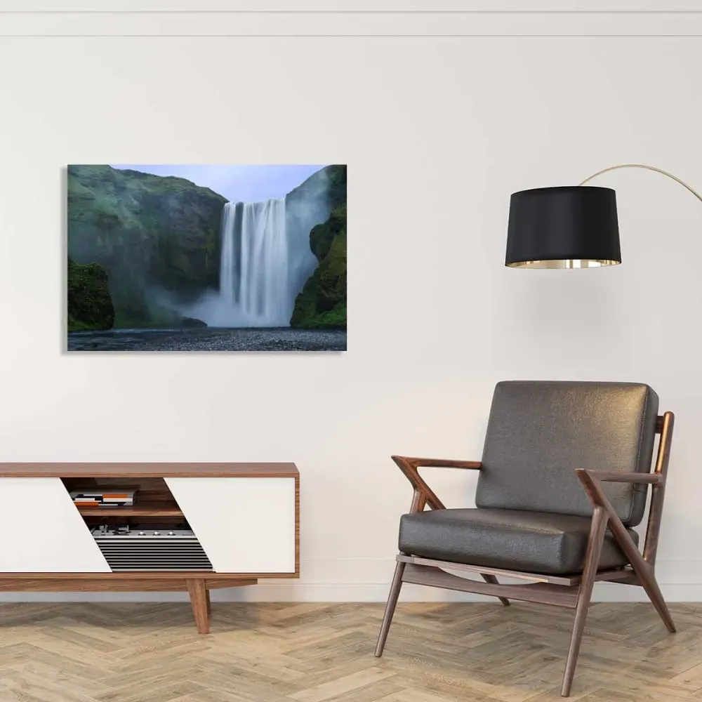 Illustration numéro 2 du produit Tableau paysage cascade skogafoss islande  imprimé sur toile 90x60 cm
