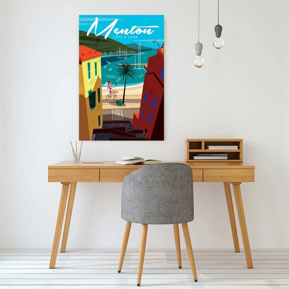 Illustration numéro 2 du produit Tableau cote d'azur menton  imprimé sur toile 60x90 cm