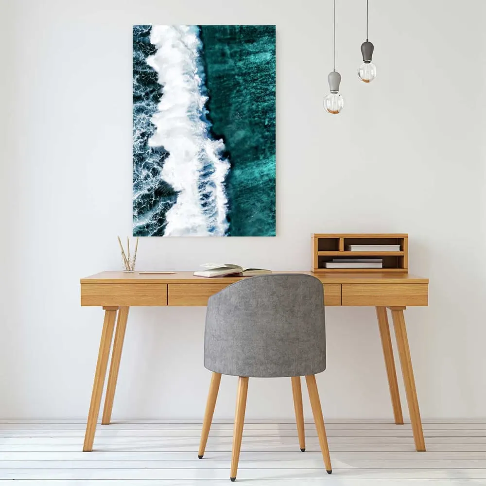Illustration numéro 2 du produit Tableau de mer vague verte  imprimé sur toile 60x90 cm
