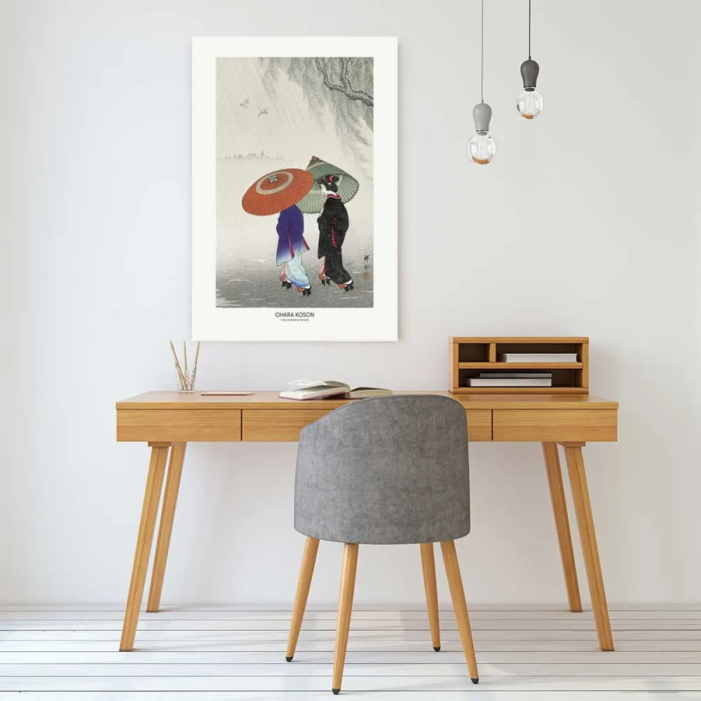 Illustration numéro 2 du produit Tableau deux femmes sous la pluie  imprimé sur toile 60x90 cm