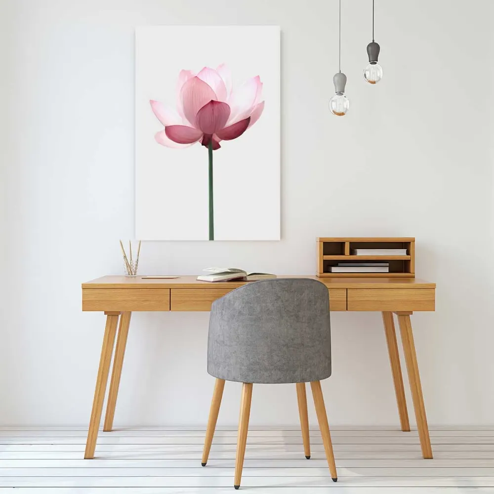 Illustration numéro 2 du produit Tableau zen lotus rose  imprimé sur toile 60x90 cm