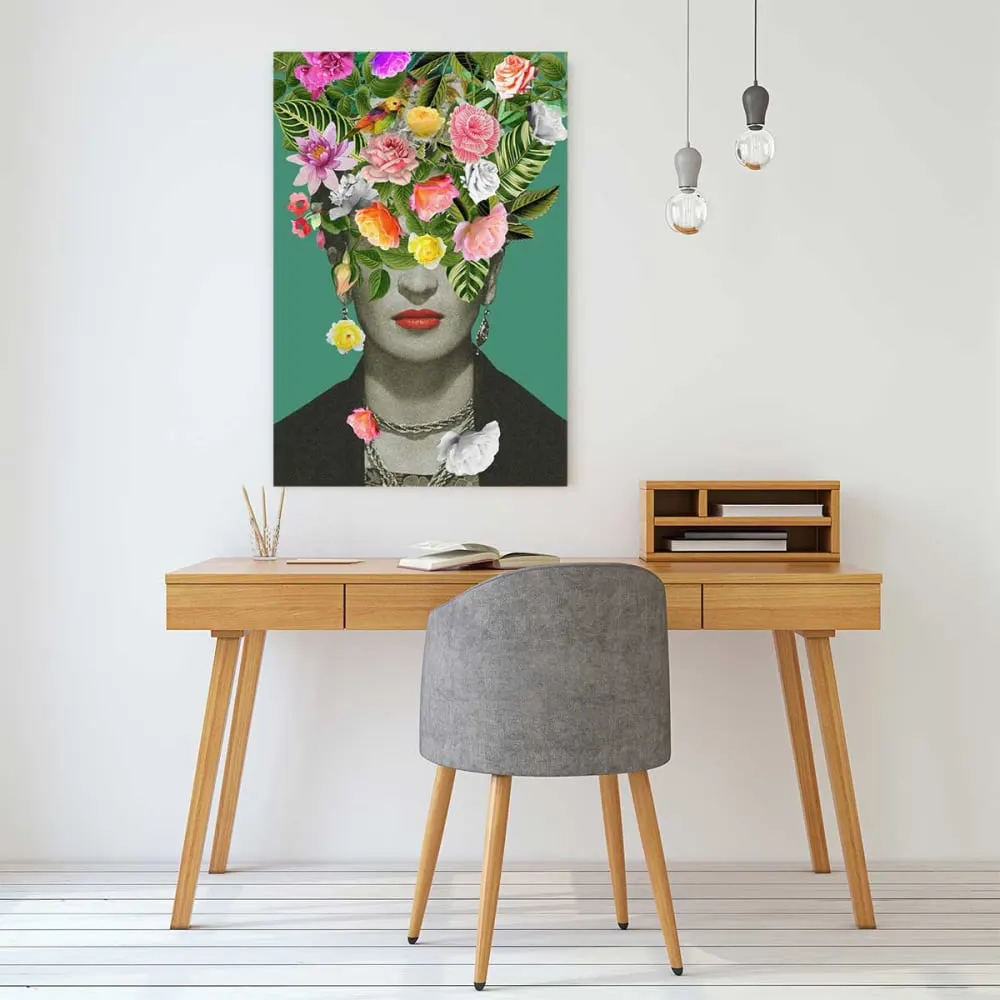 Illustration numéro 2 du produit Tableau de fleurs frida fleurie  imprimé sur toile 60x90 cm